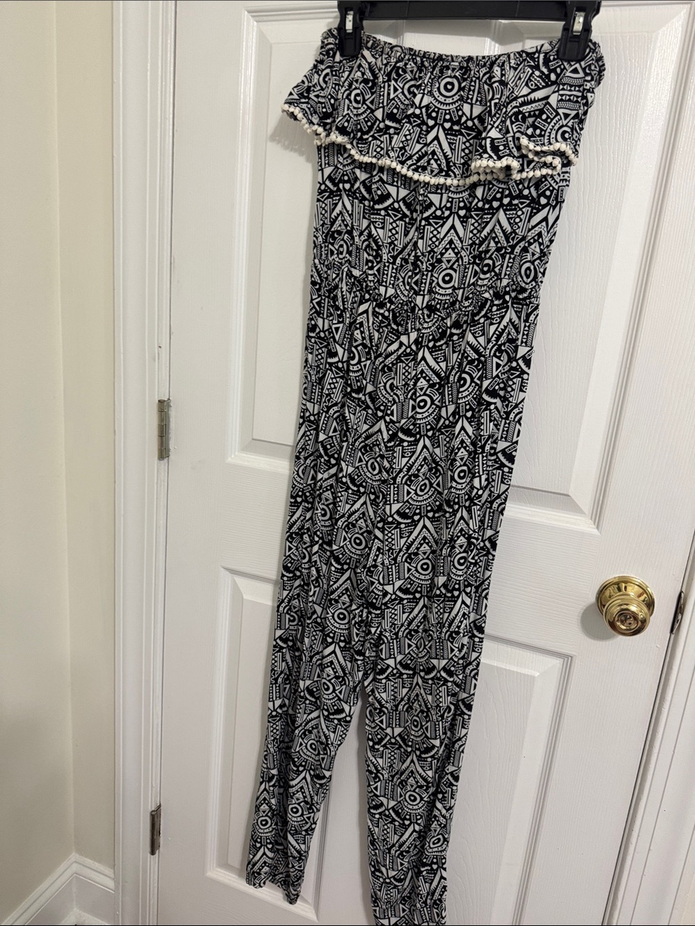 Papaya Black & White Aztec Strapless Romper